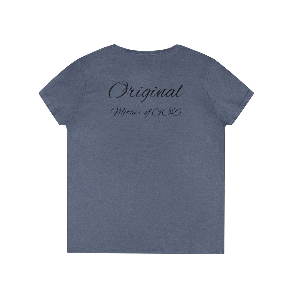 Madonna and Child V-Neck Tee — "Original Mother of God" Religious Women's T-Shirt