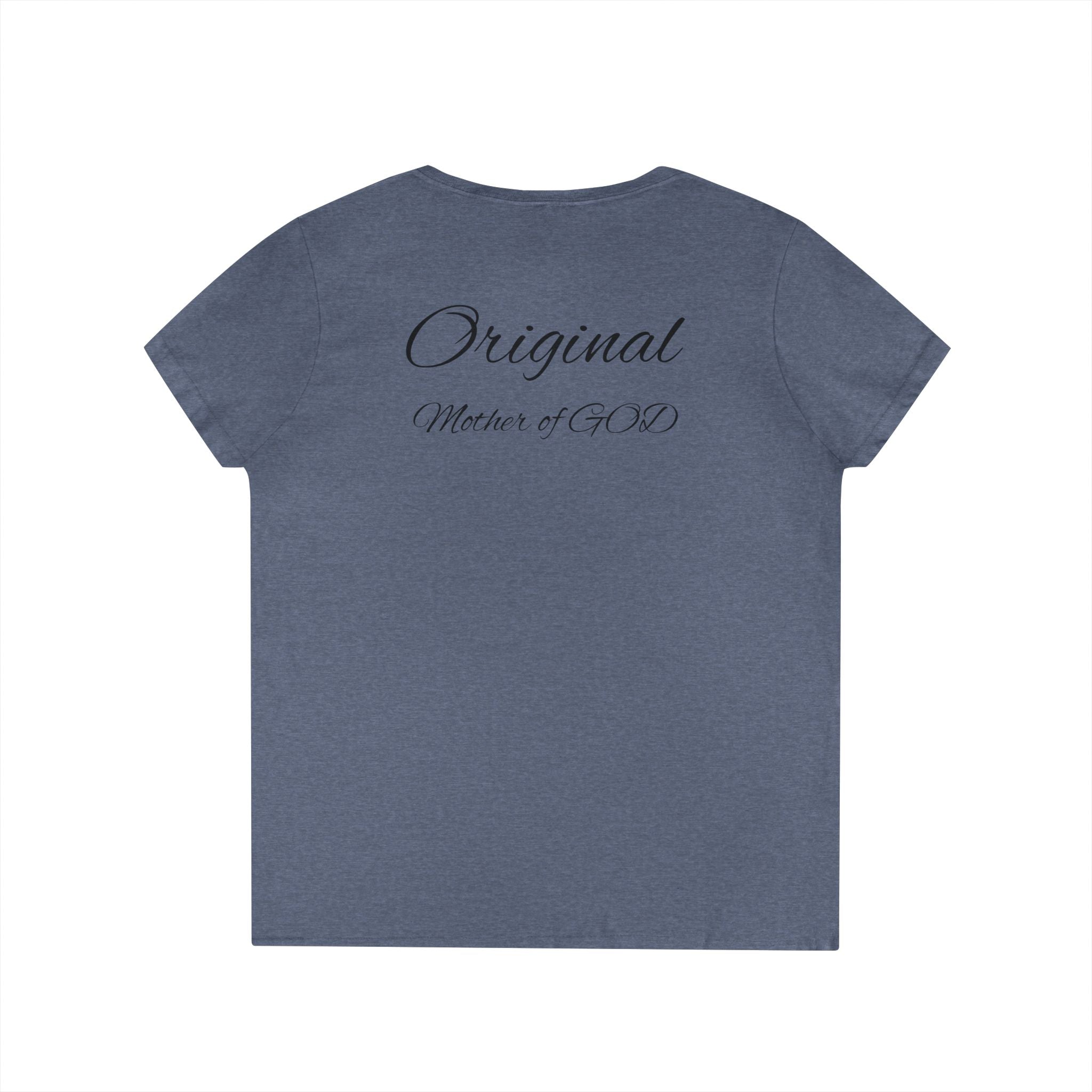 Madonna and Child V-Neck Tee — "Original Mother of God" Religious Women's T-Shirt