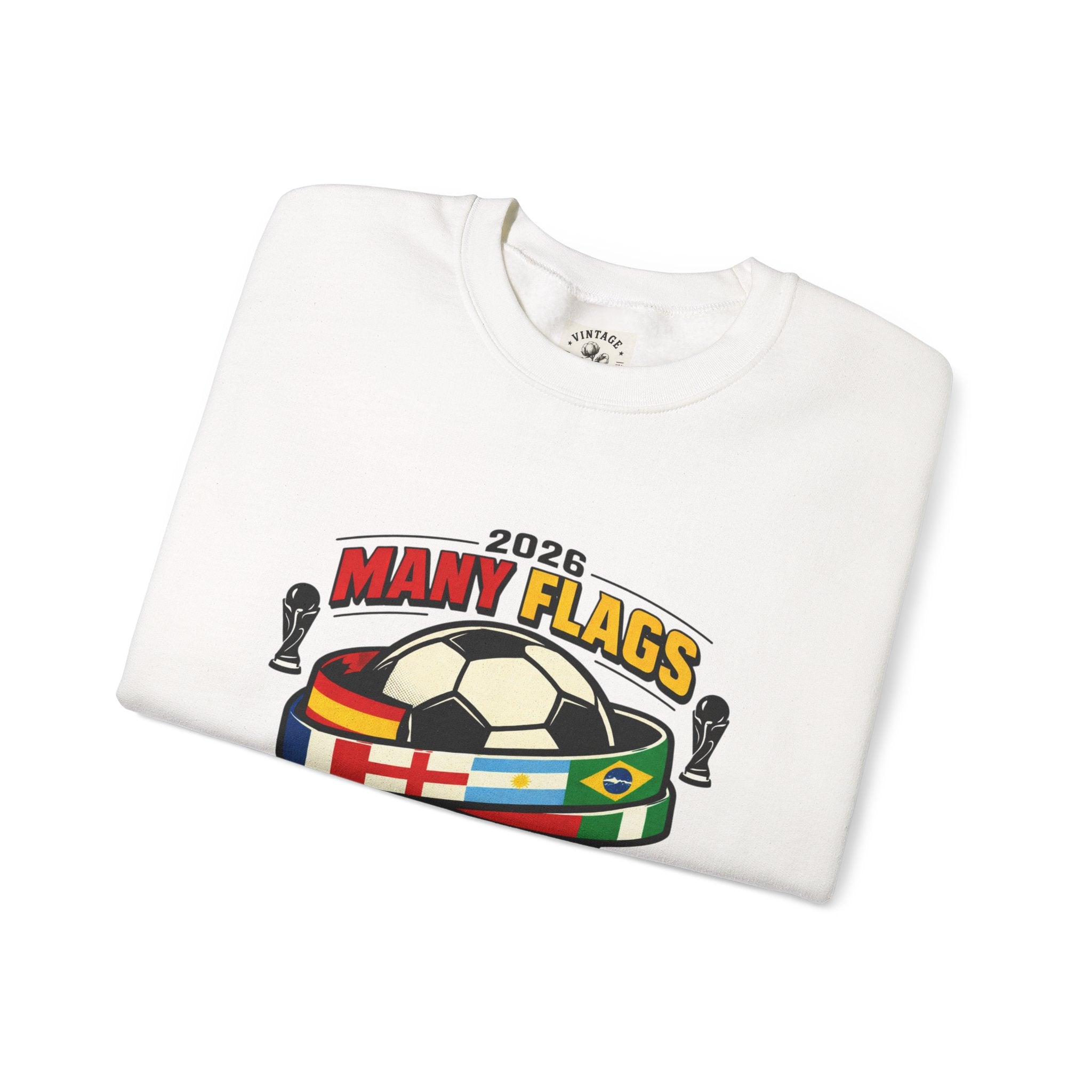 Retro Soccer Many Flags Crewneck Sweatshirt | Country Pride, Championship Season