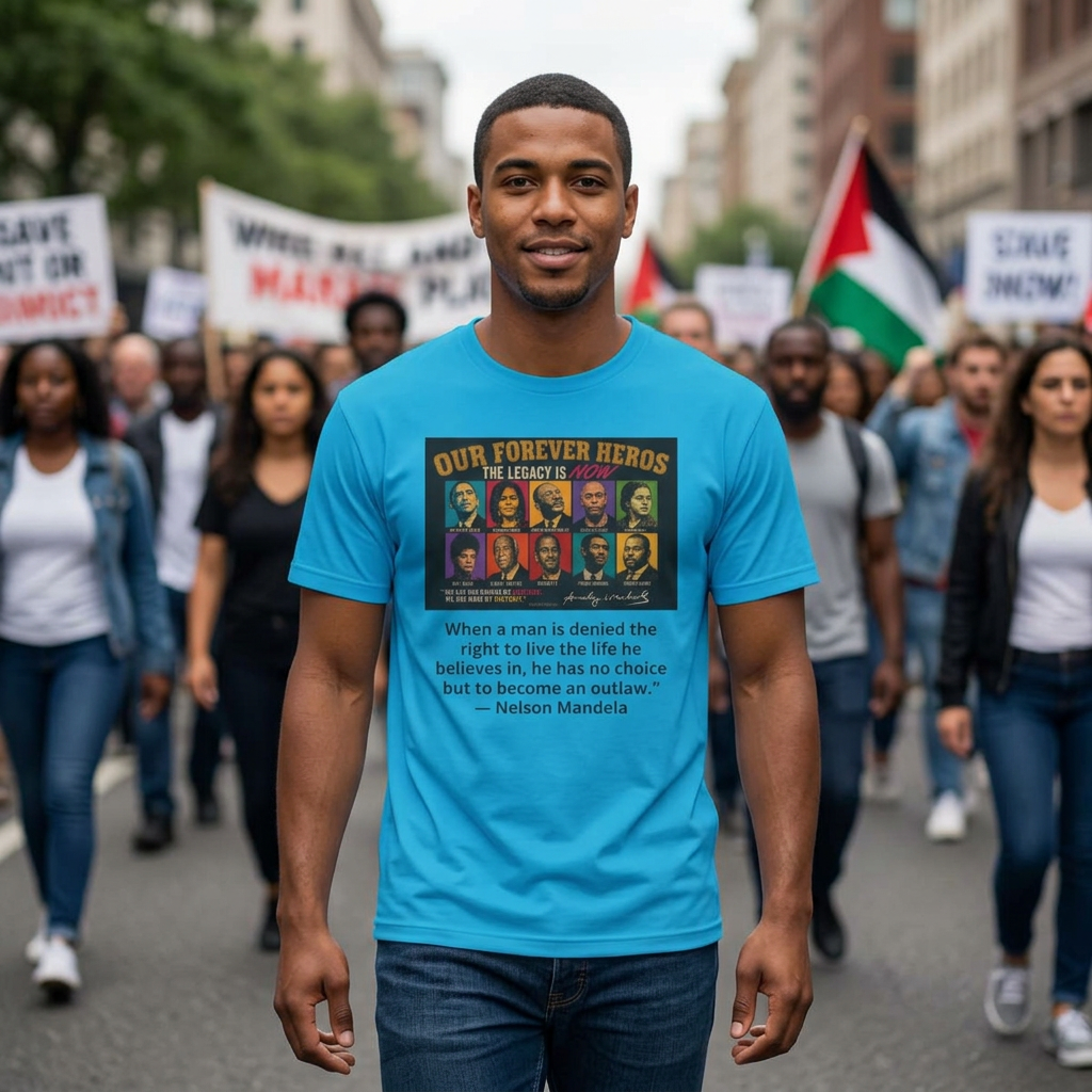 Heroes Graphic Tee — "Our Forever Heroes" Nelson Mandela Quote