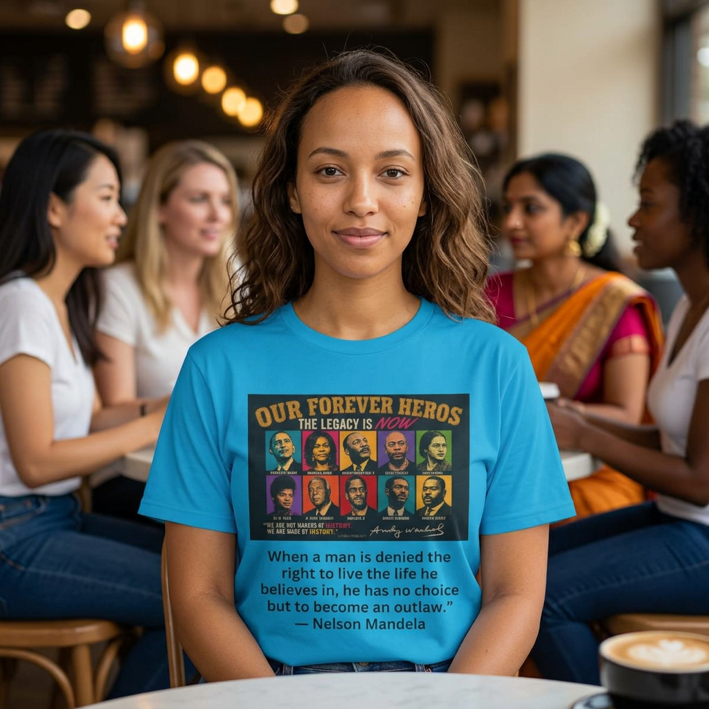 Heroes Graphic Tee — "Our Forever Heroes" Nelson Mandela Quote