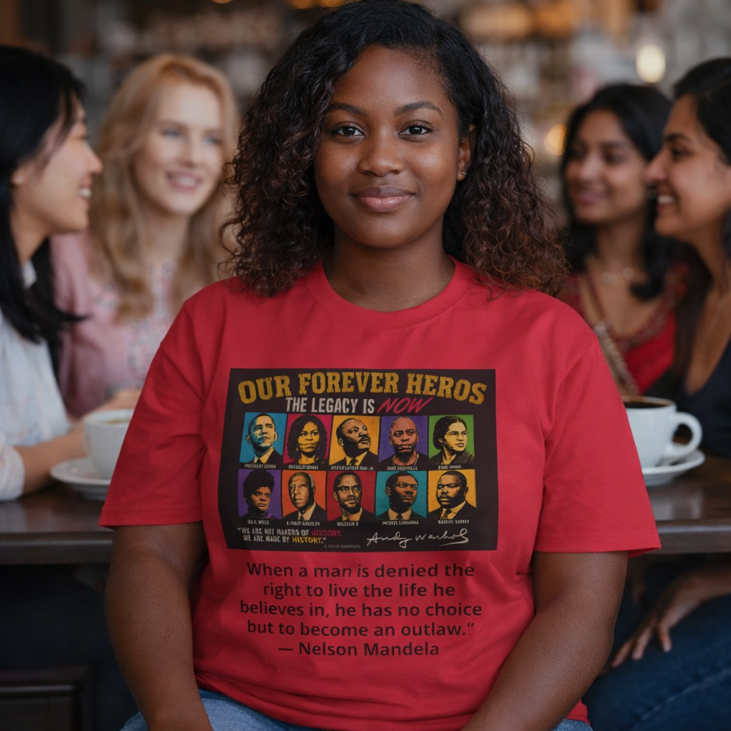 Heroes Graphic Tee — "Our Forever Heroes" Nelson Mandela Quote
