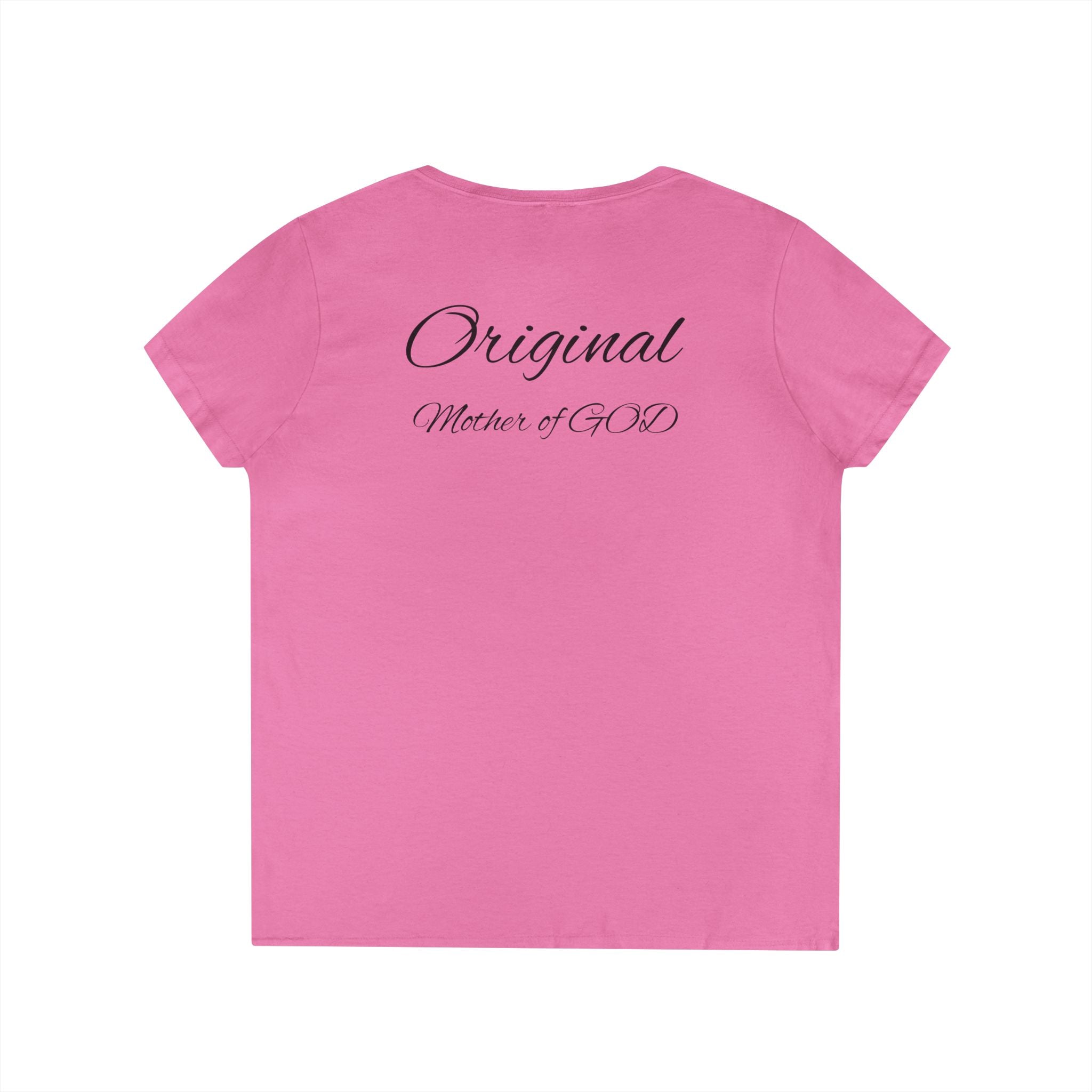 Madonna and Child V-Neck Tee — "Original Mother of God" Religious Women's T-Shirt