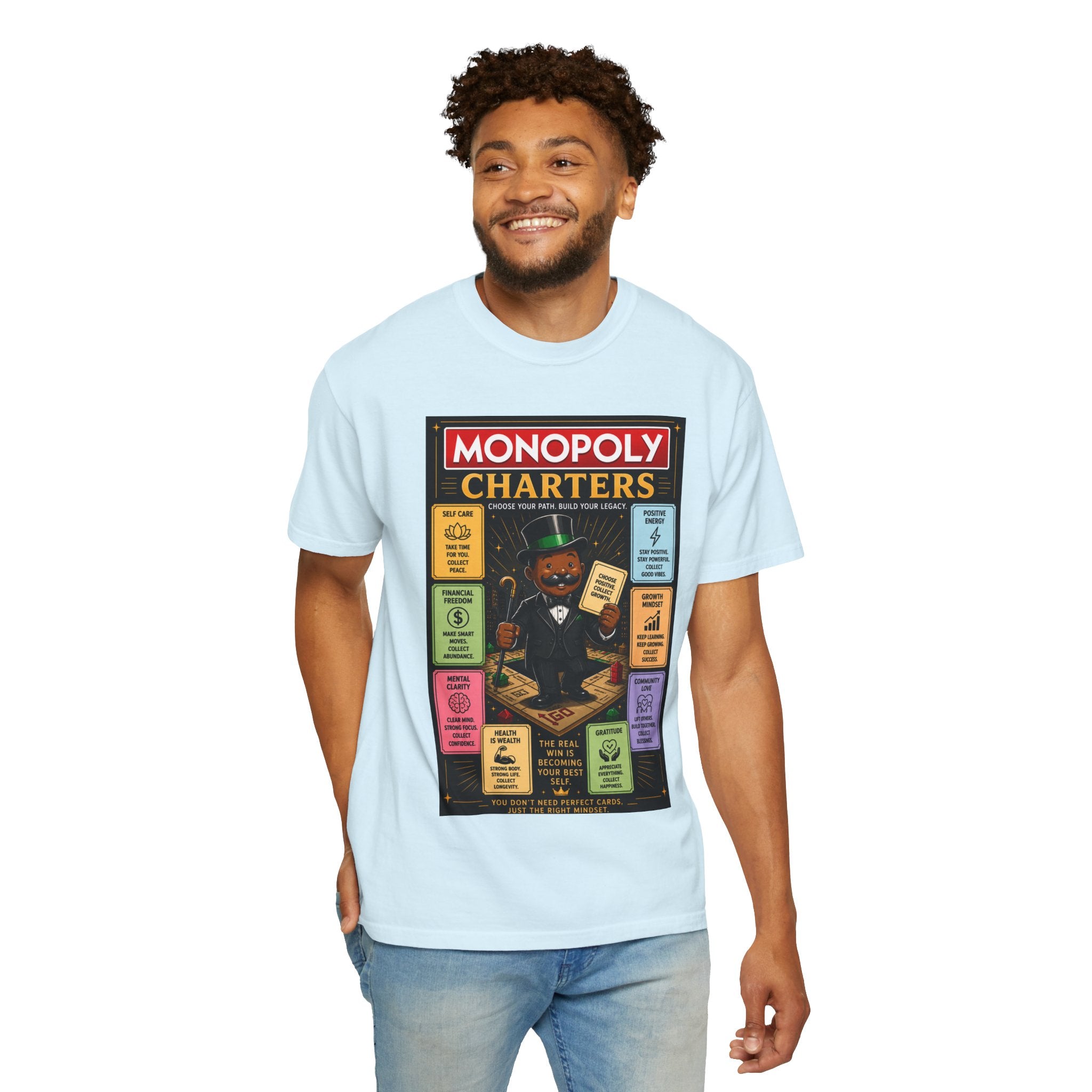 Monopoly Charters Graphic T-Shirt — "Only color that counts...is 'green'!"