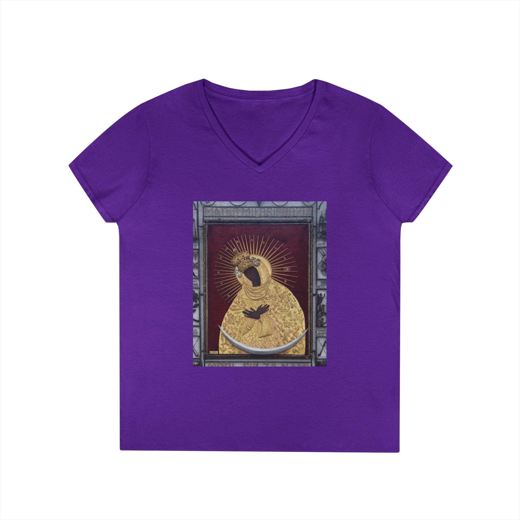 Virgin Mary Graphic V-Neck Tee — "The Original" Religious Women's T-Shirt