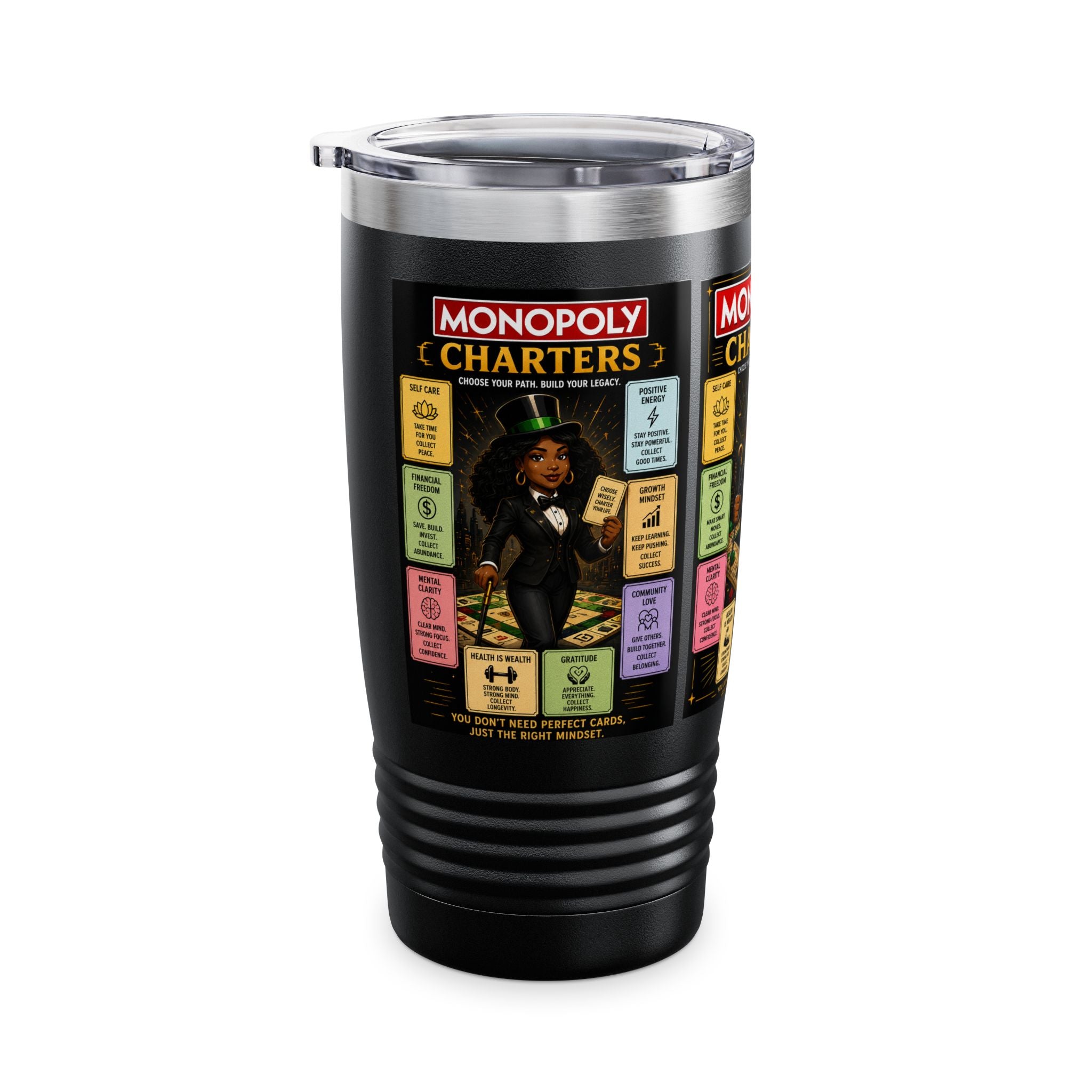 Monopoly Charters 20oz Insulated Tumbler — Retro Board Game Design