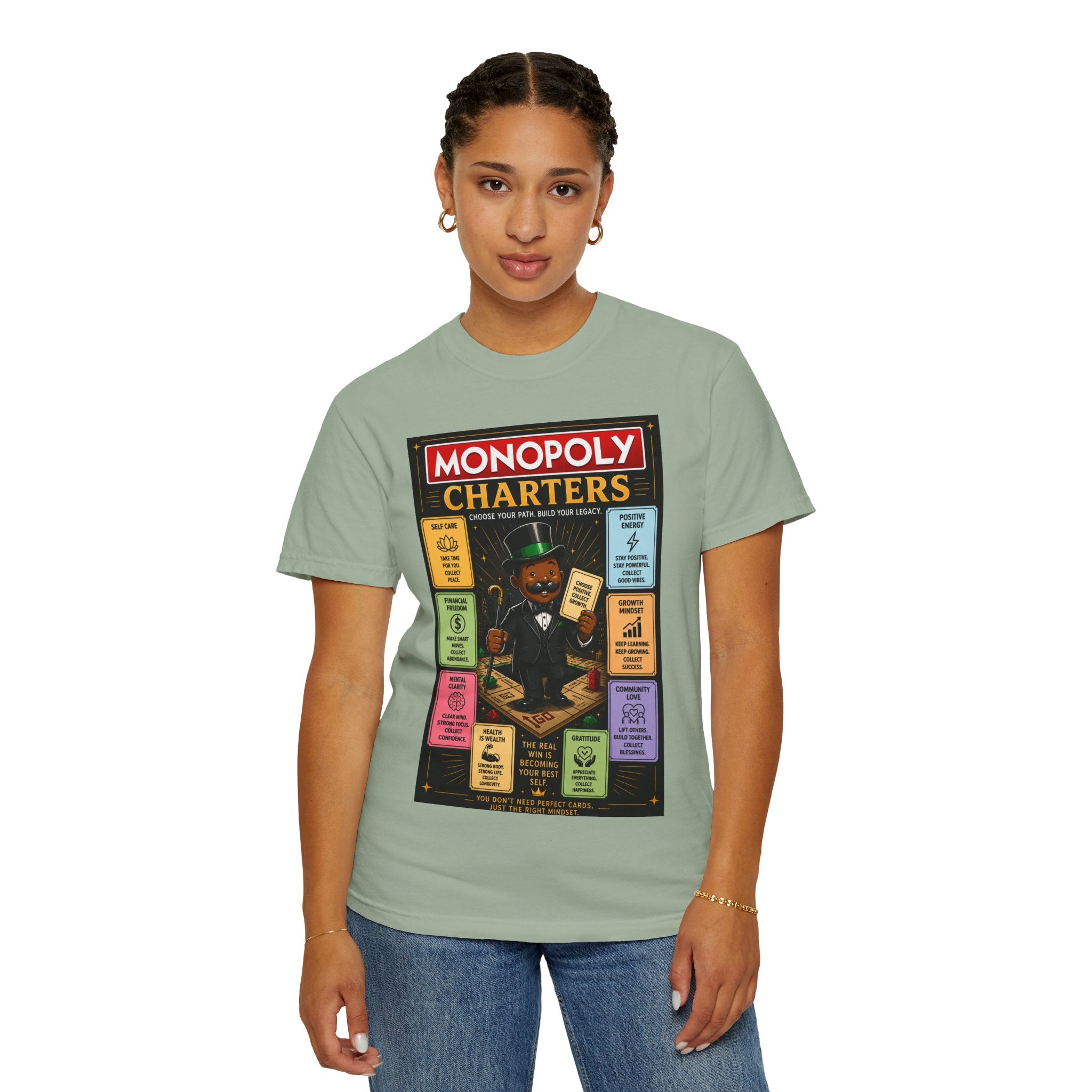 Monopoly Charters Graphic T-Shirt — "Only color that counts...is 'green'!"