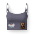 Black Luxe Crop Bra with 'Red, White & Blue' Graphic and Madonna & Child Art