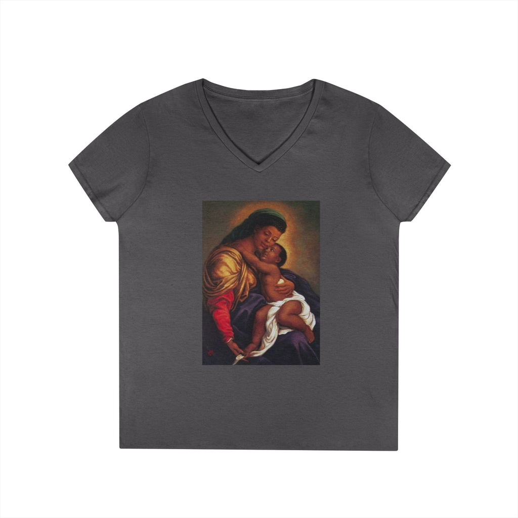 Madonna and Child V-Neck T-Shirt — "Original Mother of GOD" Religious Art Tee