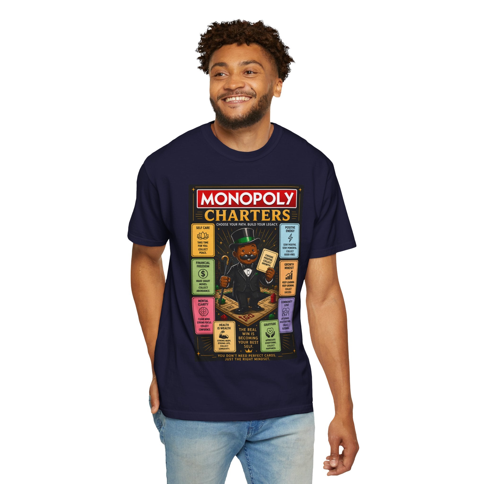 Monopoly Charters Graphic T-Shirt — "Only color that counts...is 'green'!"