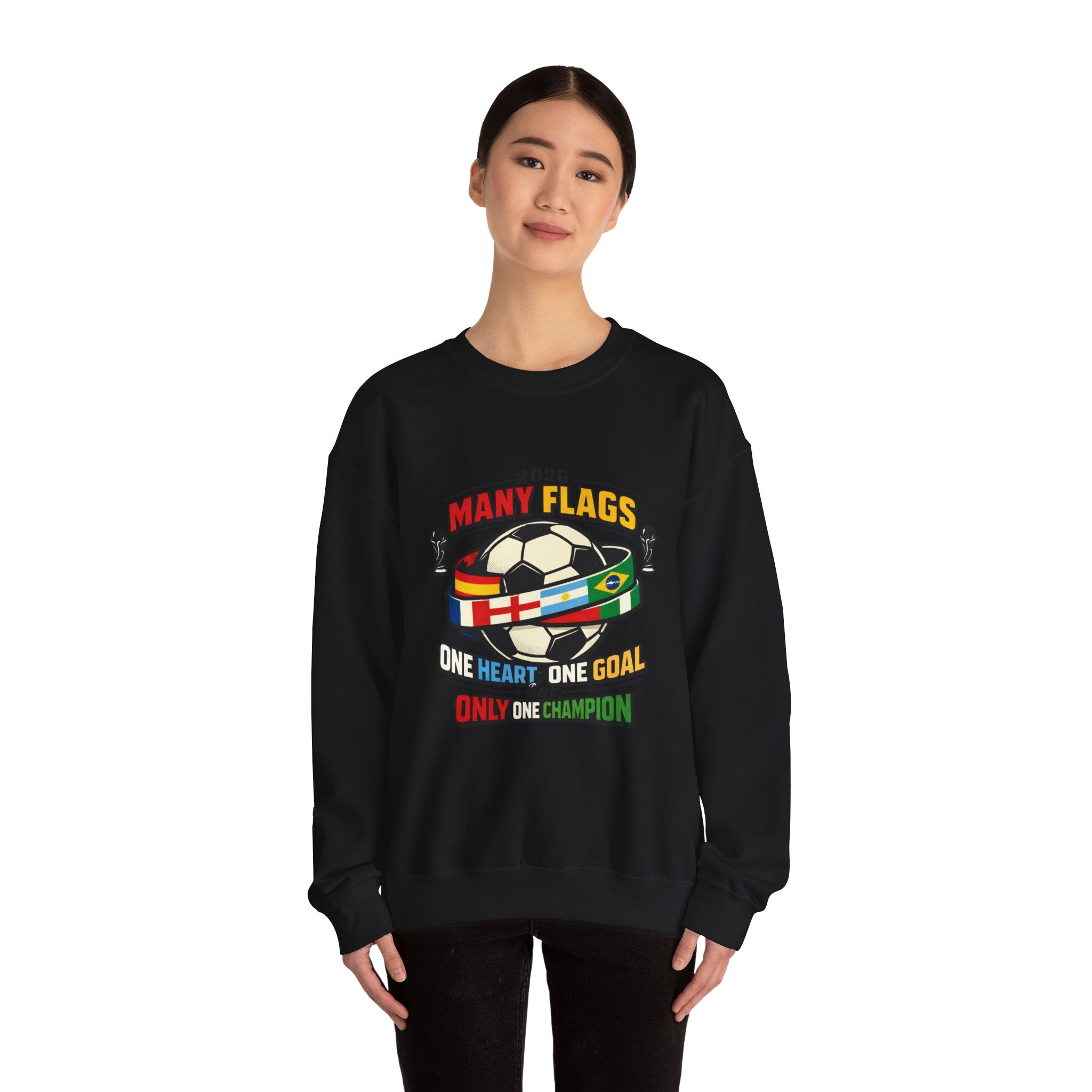 Retro Soccer Many Flags Crewneck Sweatshirt | Country Pride, Championship Season