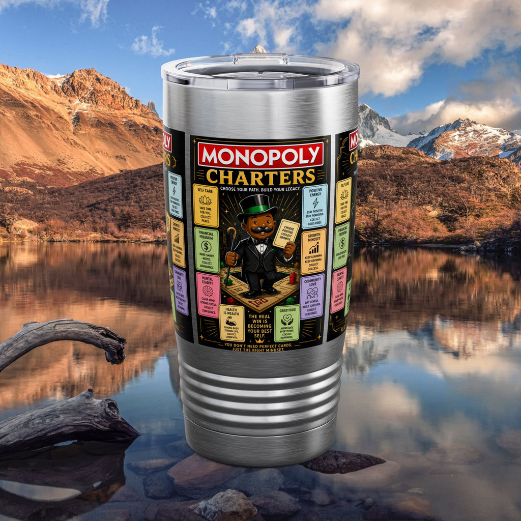Monopoly Charters 20oz Insulated Tumbler — Retro Board Game Design