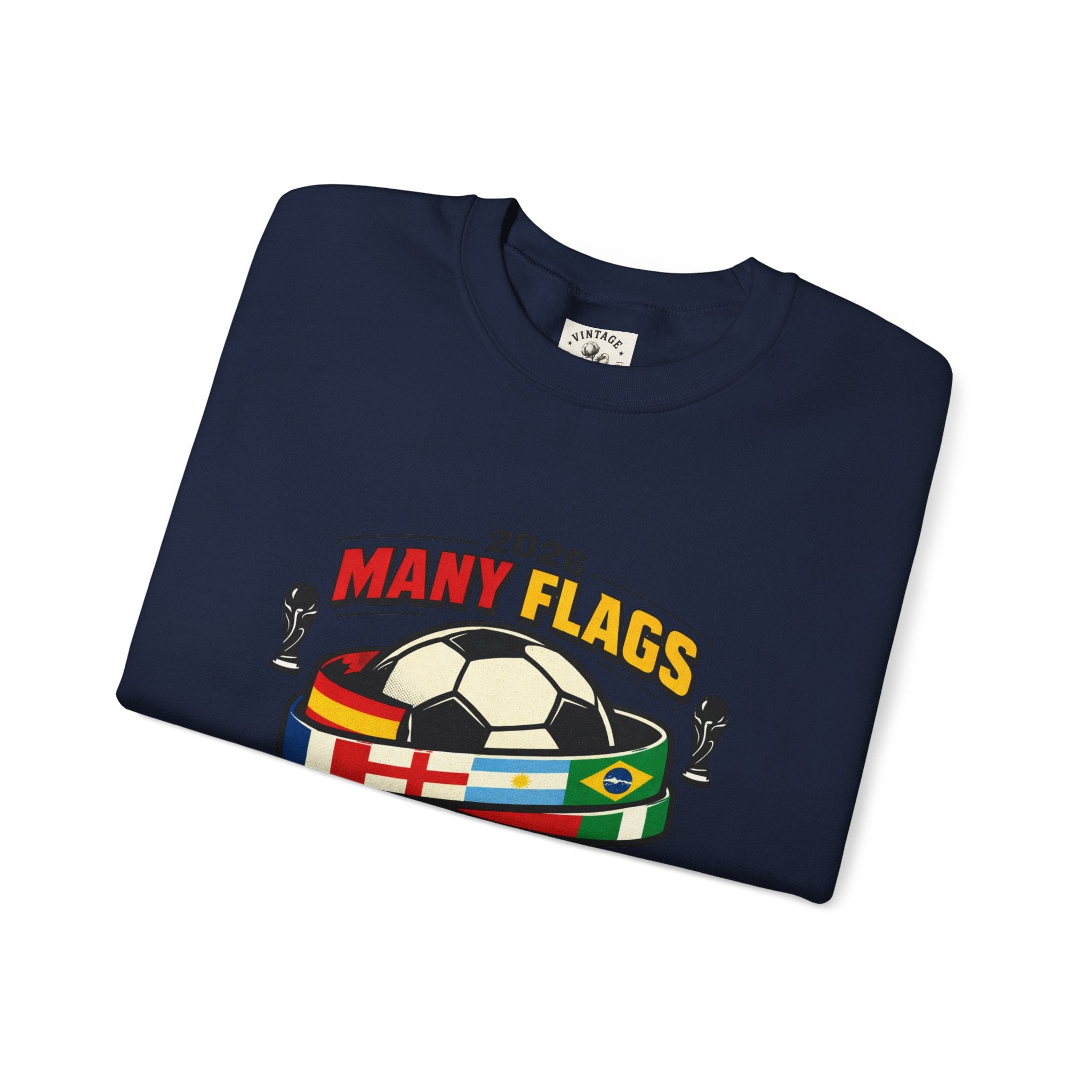 Retro Soccer Many Flags Crewneck Sweatshirt | Country Pride, Championship Season