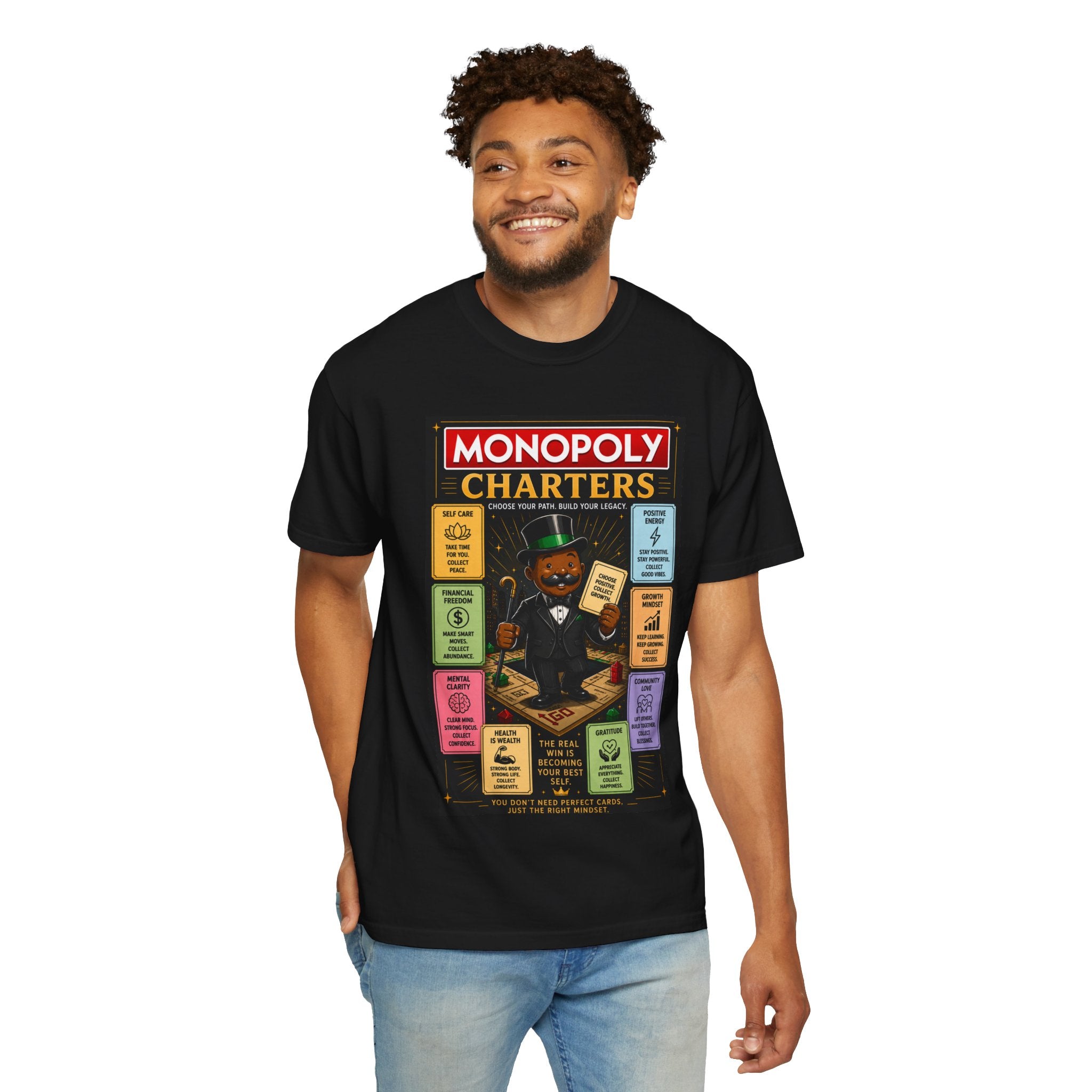 Monopoly Charters Graphic T-Shirt — "Only color that counts...is 'green'!"