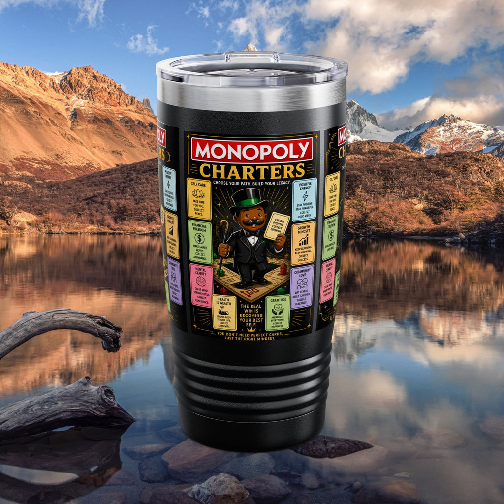 Monopoly Charters 20oz Insulated Tumbler — Retro Board Game Design