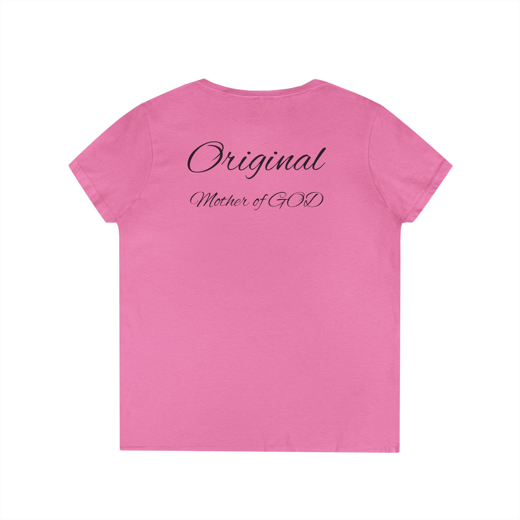 Madonna and Child V-Neck T-Shirt — "Original Mother of GOD" Religious Art Tee