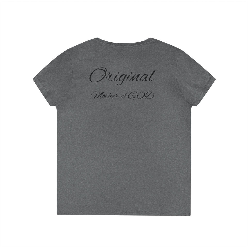 Madonna and Child V-Neck T-Shirt — "Original Mother of GOD" Religious Art Tee