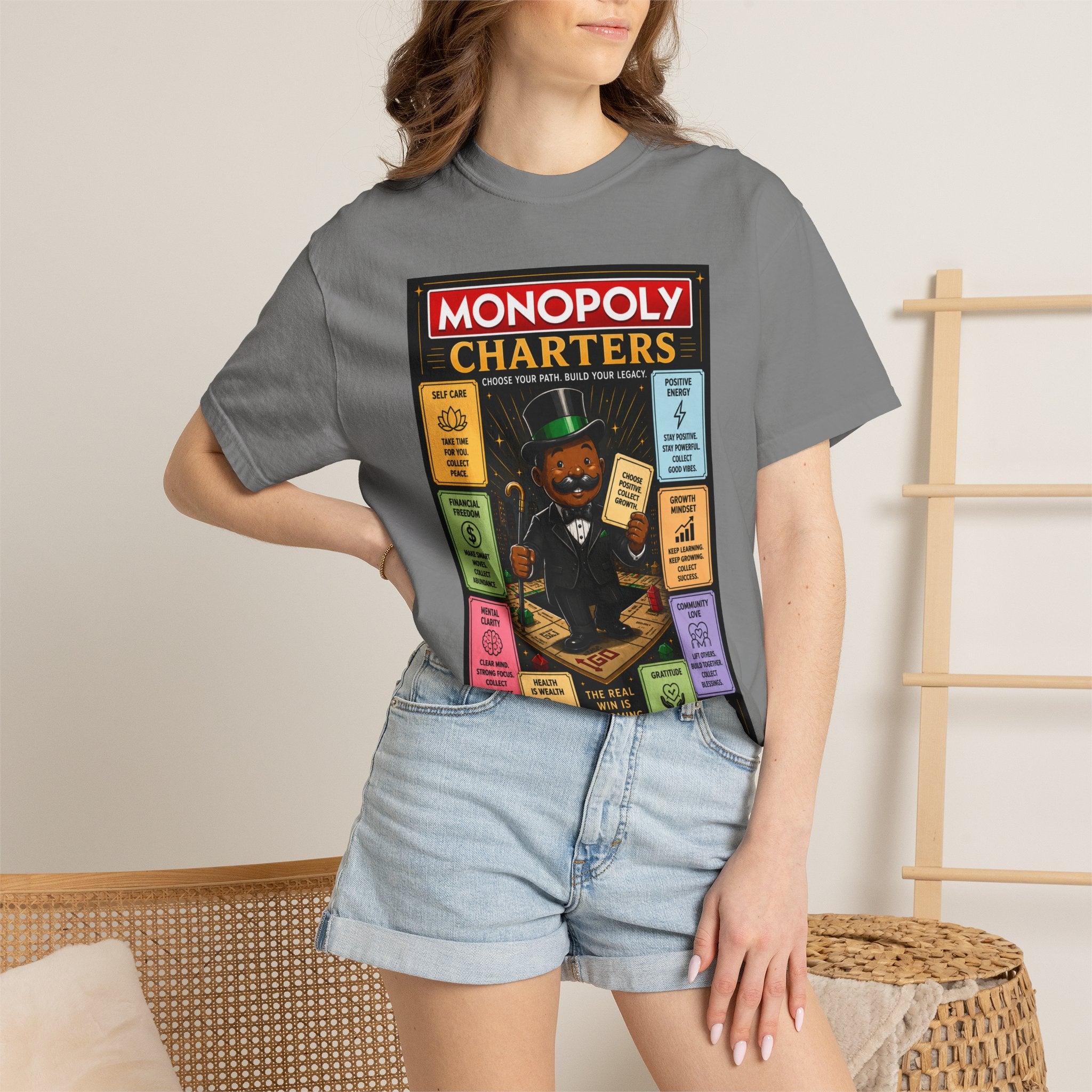Monopoly Charters Graphic T-Shirt — "Only color that counts...is 'green'!"