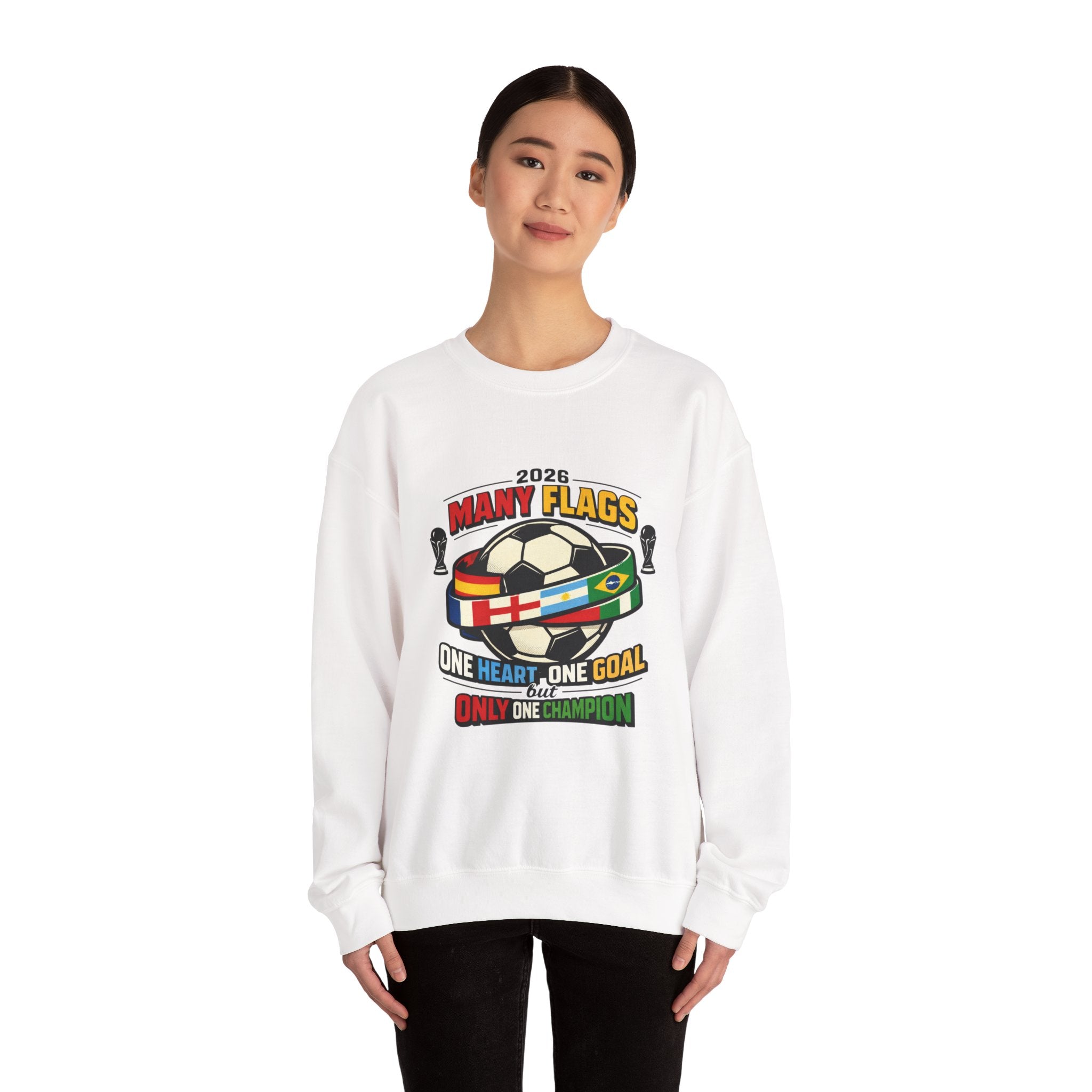 Retro Soccer Many Flags Crewneck Sweatshirt | Country Pride, Championship Season