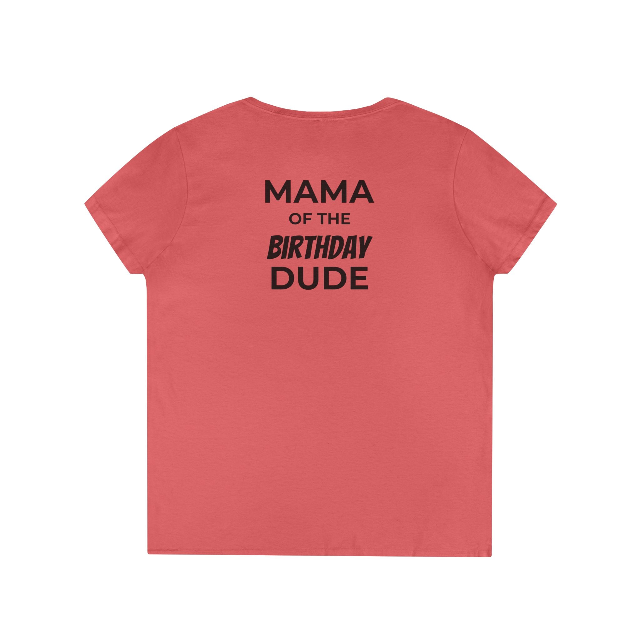 Mama of the Birthday Dude V‑Neck T‑Shirt — Black Madonna & Baby Jesus Graphic