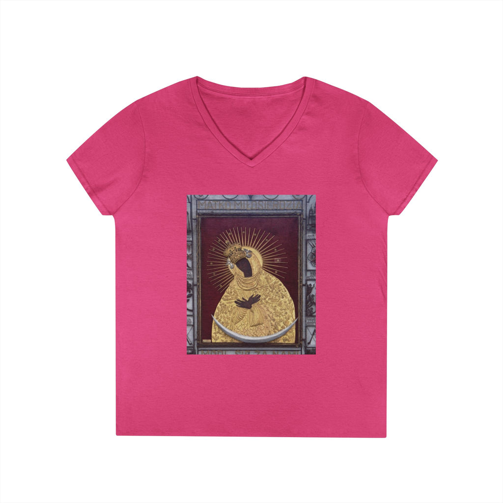 Virgin Mary Graphic V-Neck Tee — "The Original" Religious Women's T-Shirt
