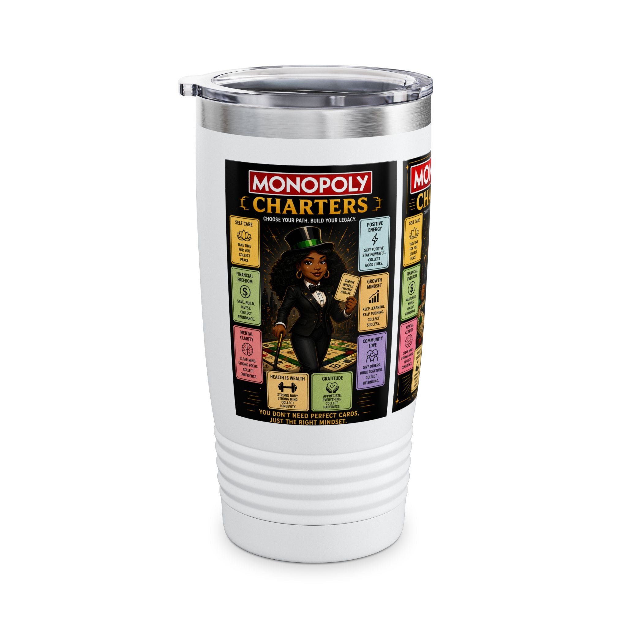 Monopoly Charters 20oz Insulated Tumbler — Retro Board Game Design