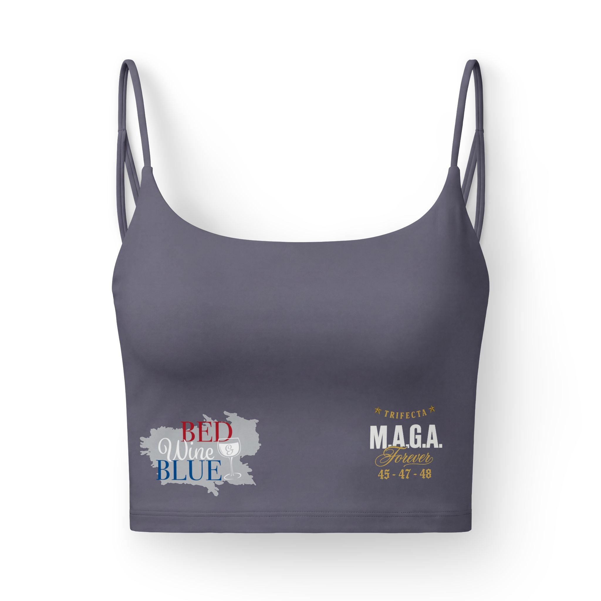 Luxe M.A.G.A Crop Bra — 'Weltschmerz' Back Print & Front Graphic