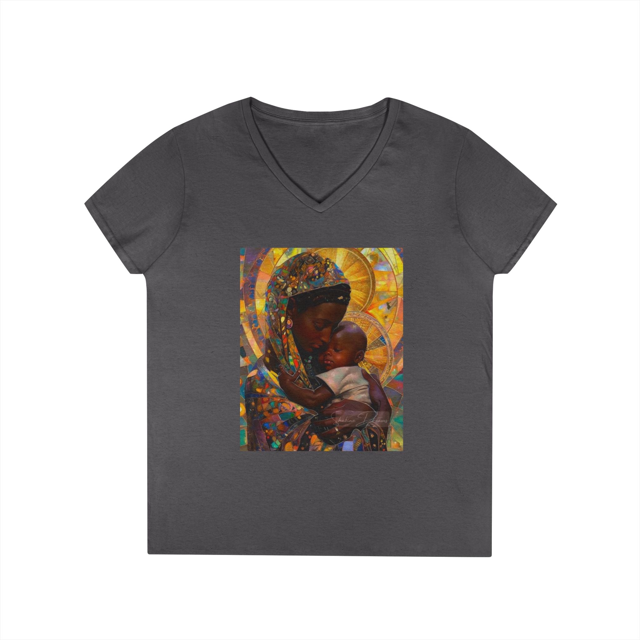 Madonna and Child V-Neck Tee – "Original Mother of God" Spiritual Art Shirt