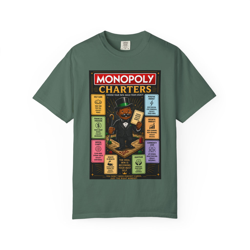 Monopoly Charters Graphic T-Shirt — "Only color that counts...is 'green'!"