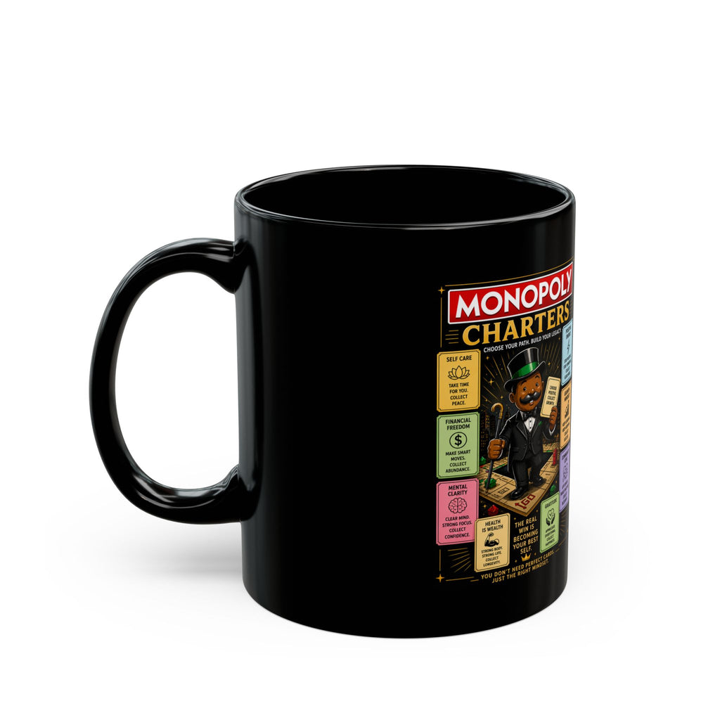 Monopoly Charters Black Coffee Mug — Choose Your Hustle Design (11oz/15oz)