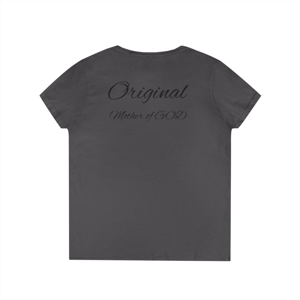 Madonna and Child V-Neck T-Shirt — "Original Mother of GOD" Religious Art Tee