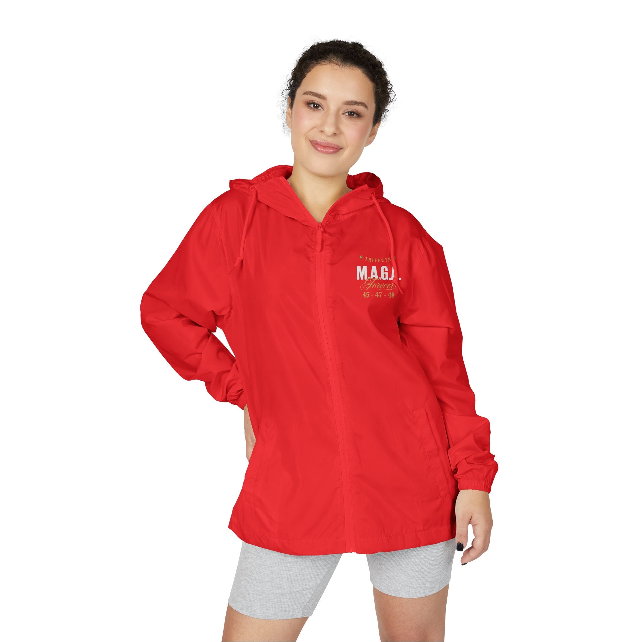 MAGA Windbreaker Jacket — Minimal Gold Script 'Forever & Always' Memorial Design