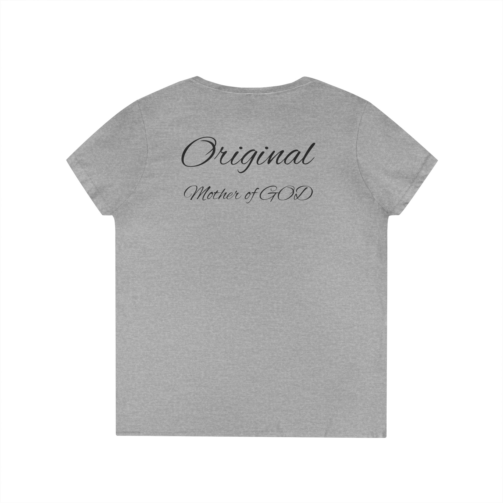 Madonna and Child V-Neck T-Shirt — "Original Mother of GOD" Religious Art Tee