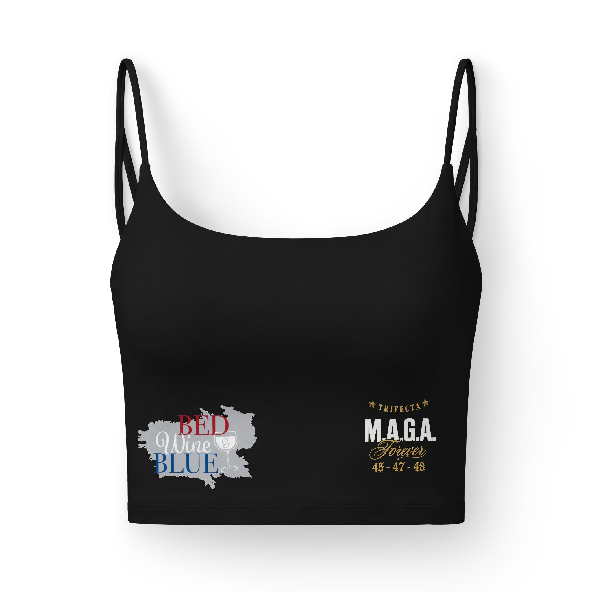 Luxe M.A.G.A Crop Bra — 'Weltschmerz' Back Print & Front Graphic