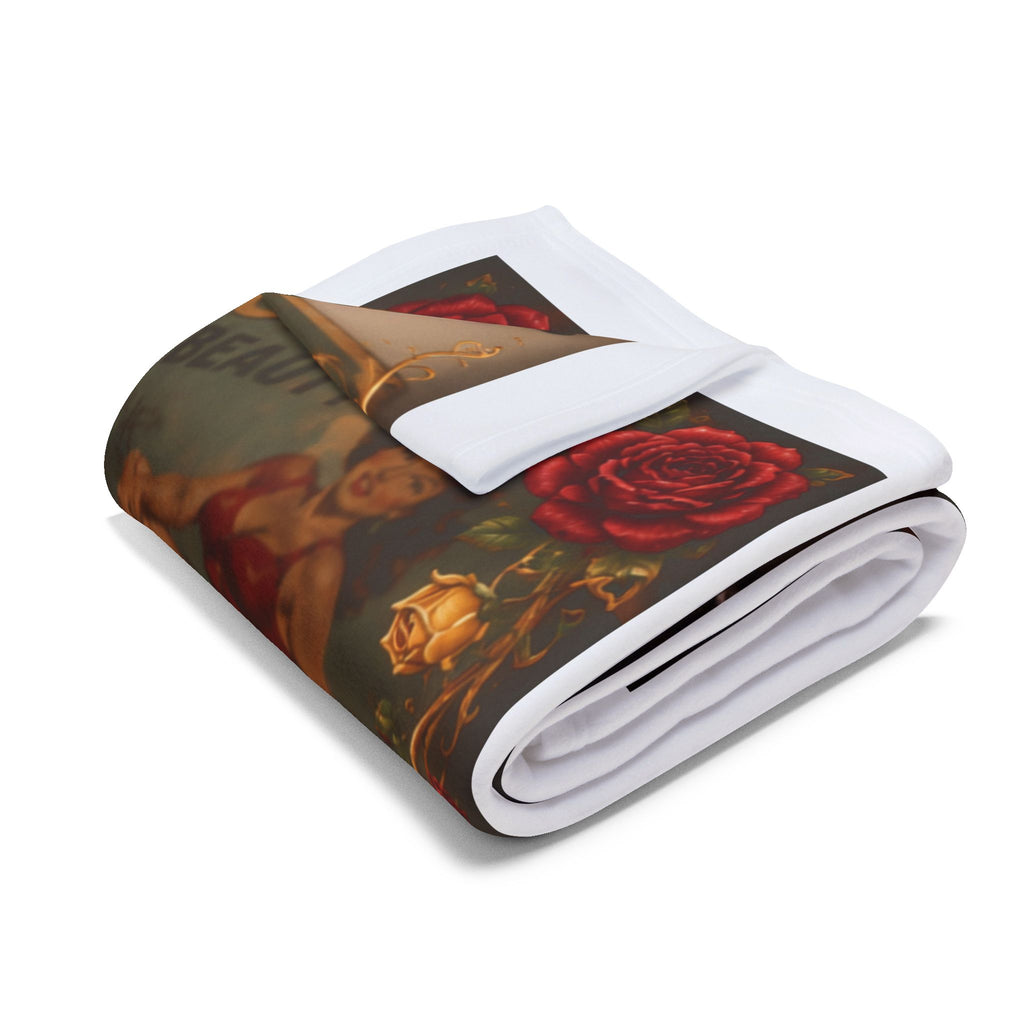 Pinup Southern Belle Fleece Blanket – Retro Vintage Car & Rose Throw