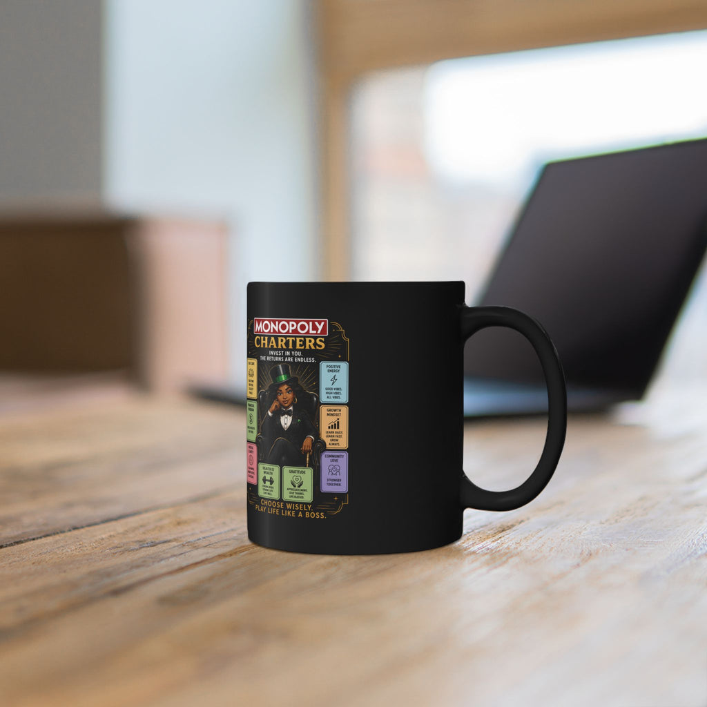 Monopoly Charters Black Coffee Mug — Choose Your Hustle Design (11oz/15oz)