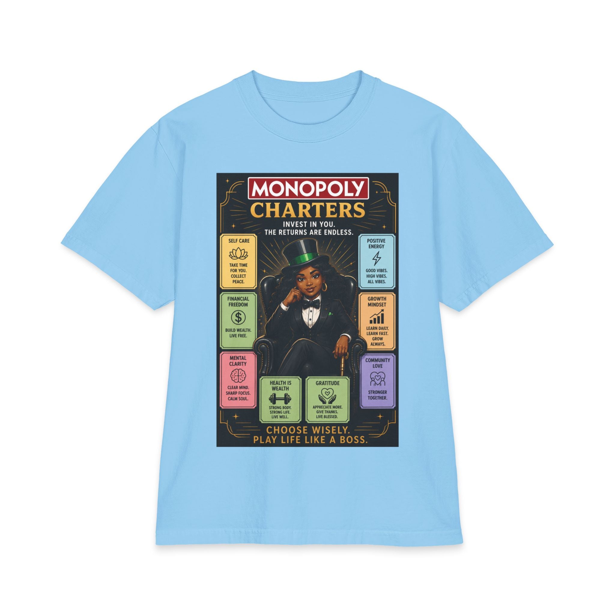 Monopoly Charters Graphic T-Shirt — "GREEN! ...is the only color that counts" Retro Board Game Tee