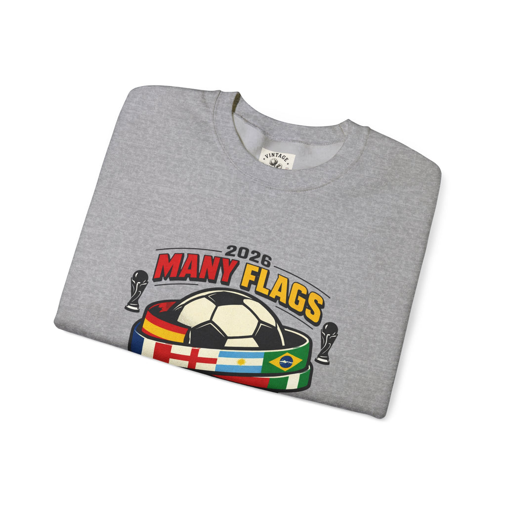 Retro Soccer Many Flags Crewneck Sweatshirt | Country Pride, Championship Season