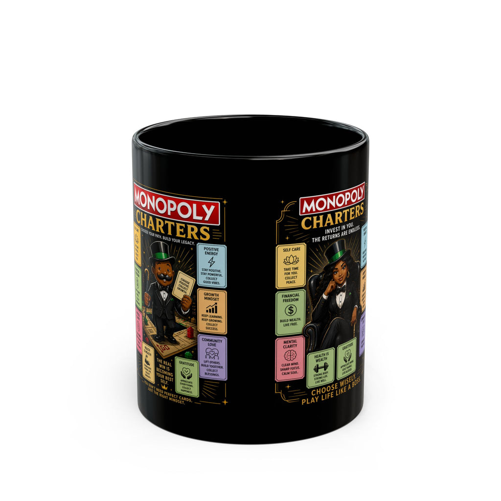 Monopoly Charters Black Coffee Mug — Choose Your Hustle Design (11oz/15oz)