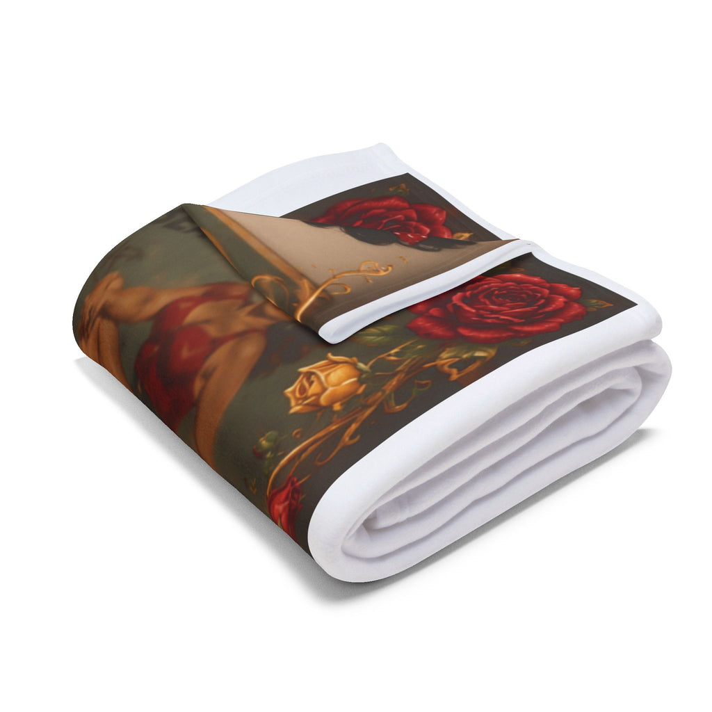 Pinup Southern Belle Fleece Blanket – Retro Vintage Car & Rose Throw