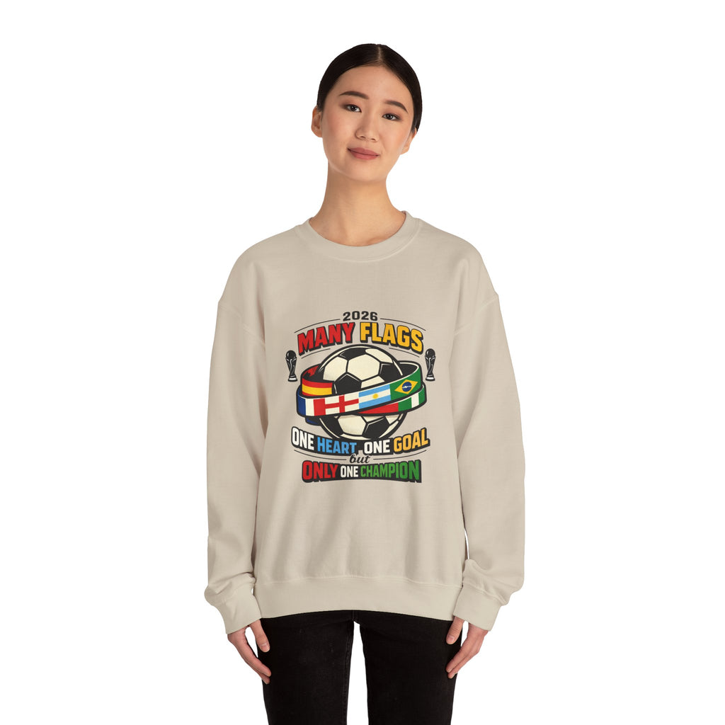 Retro Soccer Many Flags Crewneck Sweatshirt | Country Pride, Championship Season
