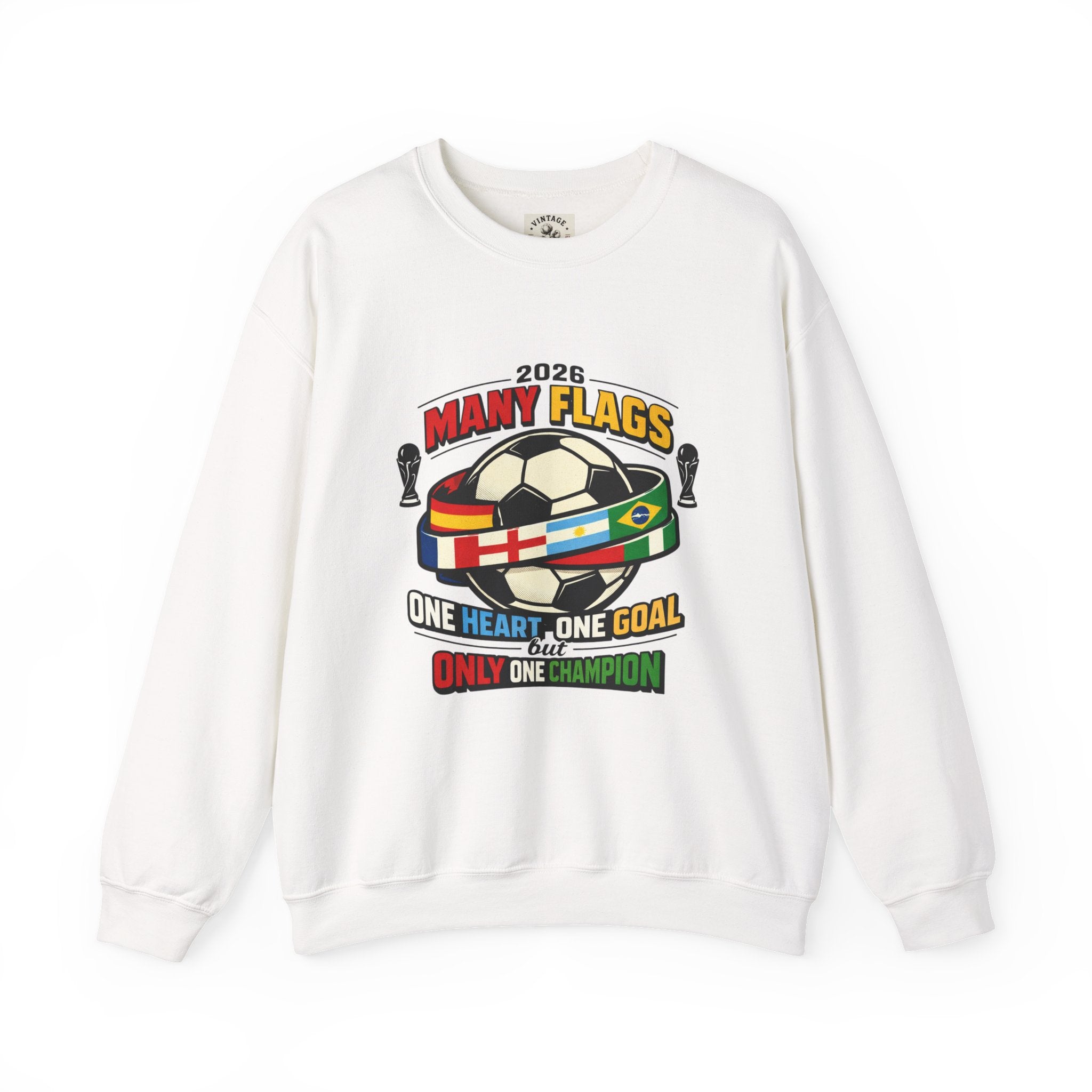 Retro Soccer Many Flags Crewneck Sweatshirt | Country Pride, Championship Season