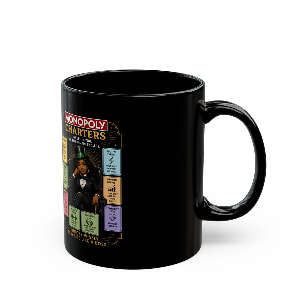 Monopoly Charters Black Coffee Mug — Choose Your Hustle Design (11oz/15oz)