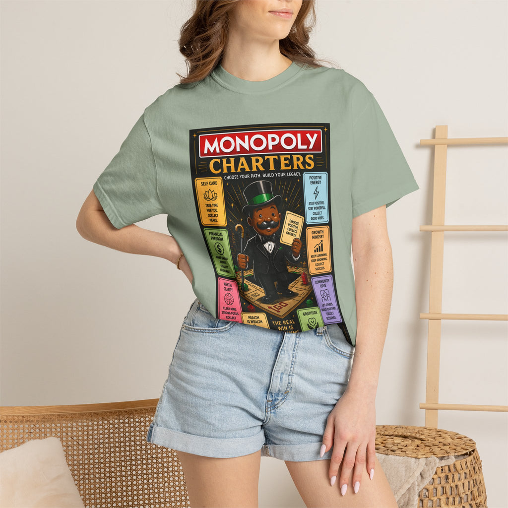 Monopoly Charters Graphic T-Shirt — "Only color that counts...is 'green'!"