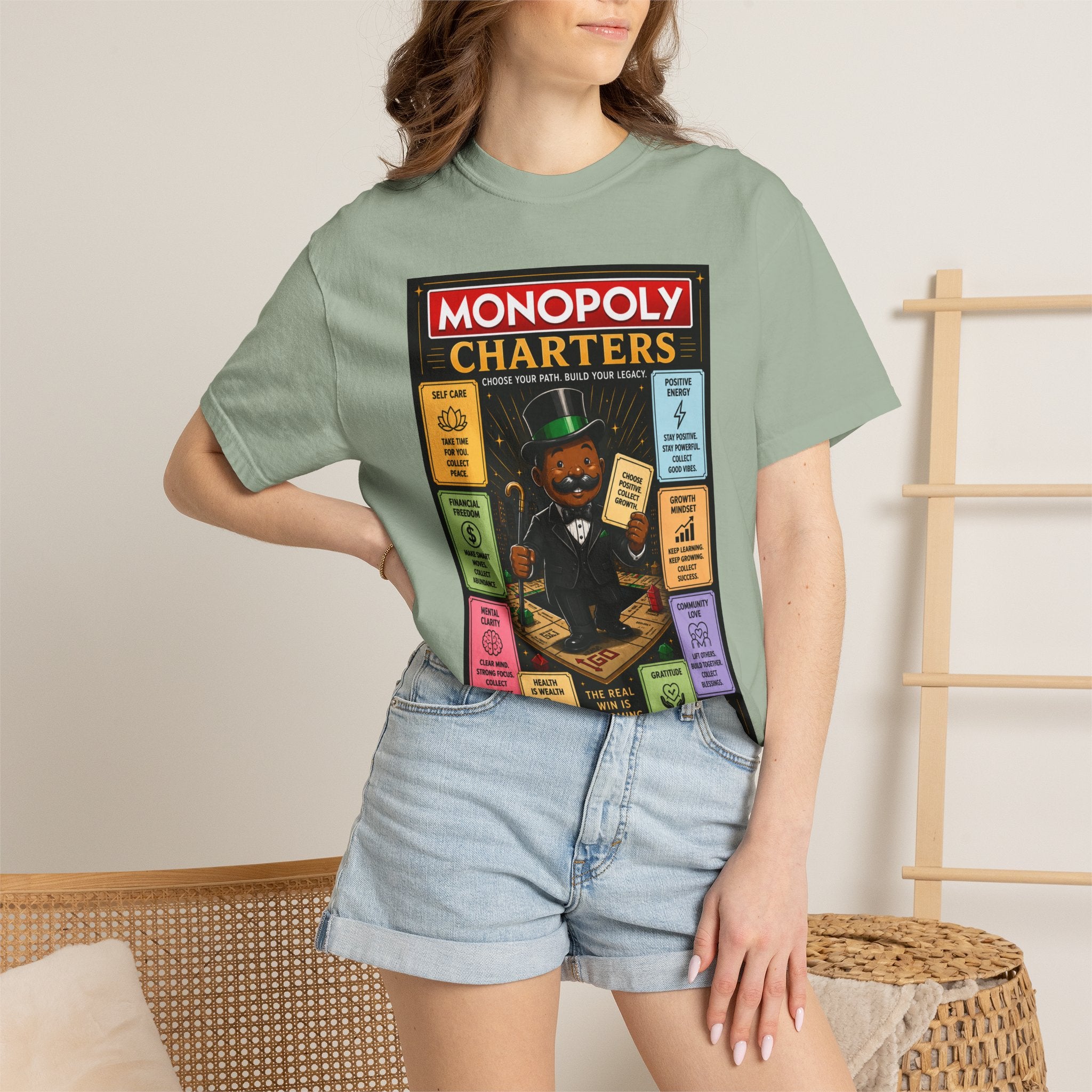 Monopoly Charters Graphic T-Shirt — "Only color that counts...is 'green'!"