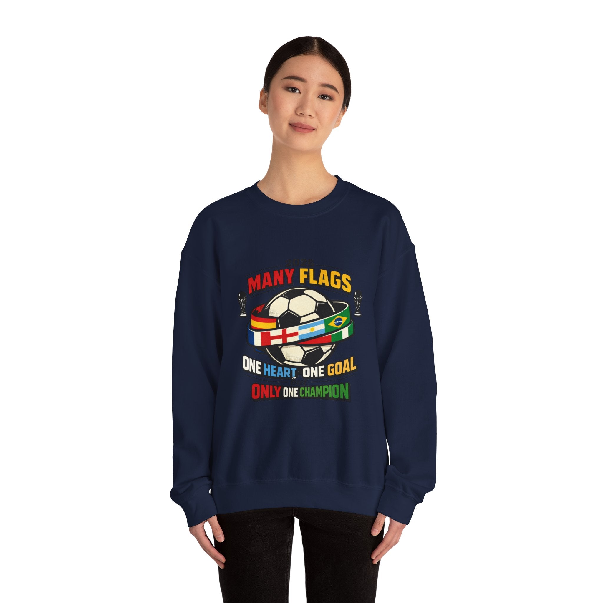 Retro Soccer Many Flags Crewneck Sweatshirt | Country Pride, Championship Season