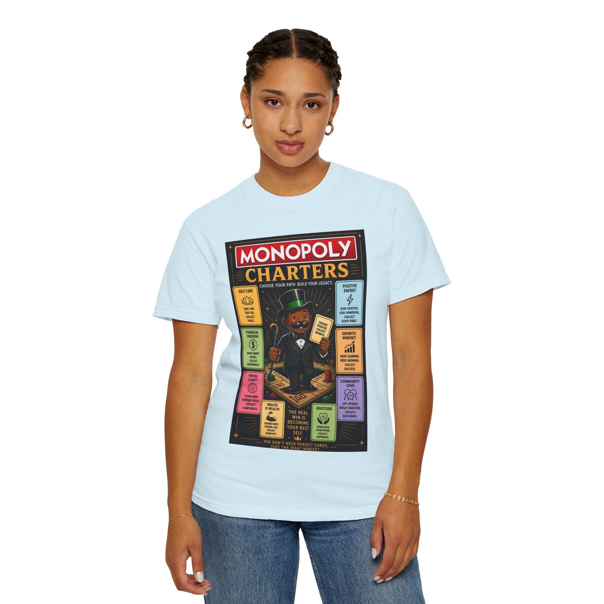 Monopoly Charters Graphic T-Shirt — "Only color that counts...is 'green'!"