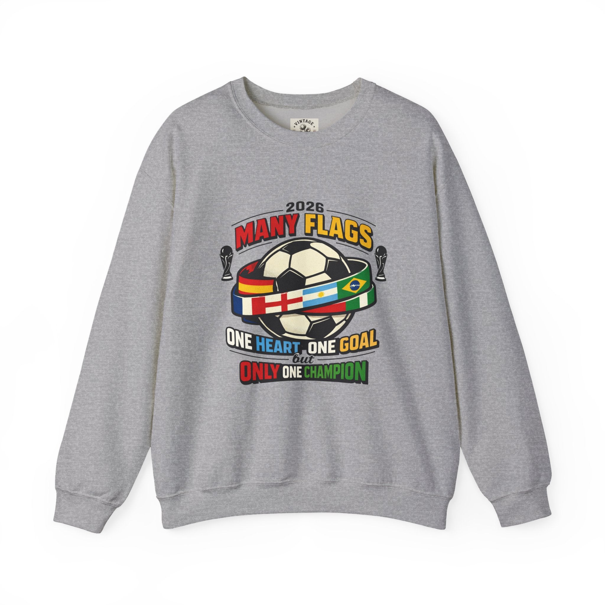 Retro Soccer Many Flags Crewneck Sweatshirt | Country Pride, Championship Season